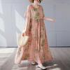 Simple and Fashionable Long Skirt Summer Short Sleeved Round Neck Printed Dress