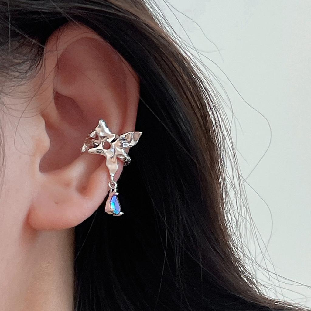 Symphony butterfly texture ear clip ear bone clip niche high-end cold style design trendy earrings