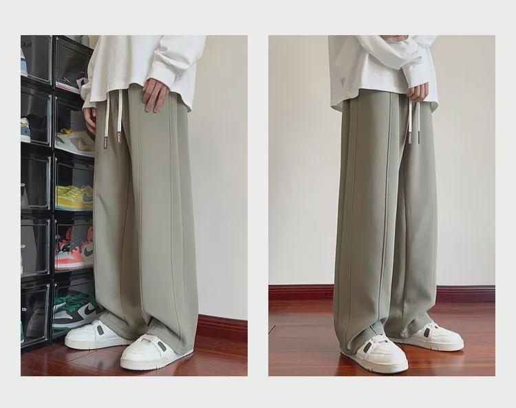 Men's Soft Velvet Wide-Leg Sweatpants: Versatile High Street Style for Autumn and Winter.