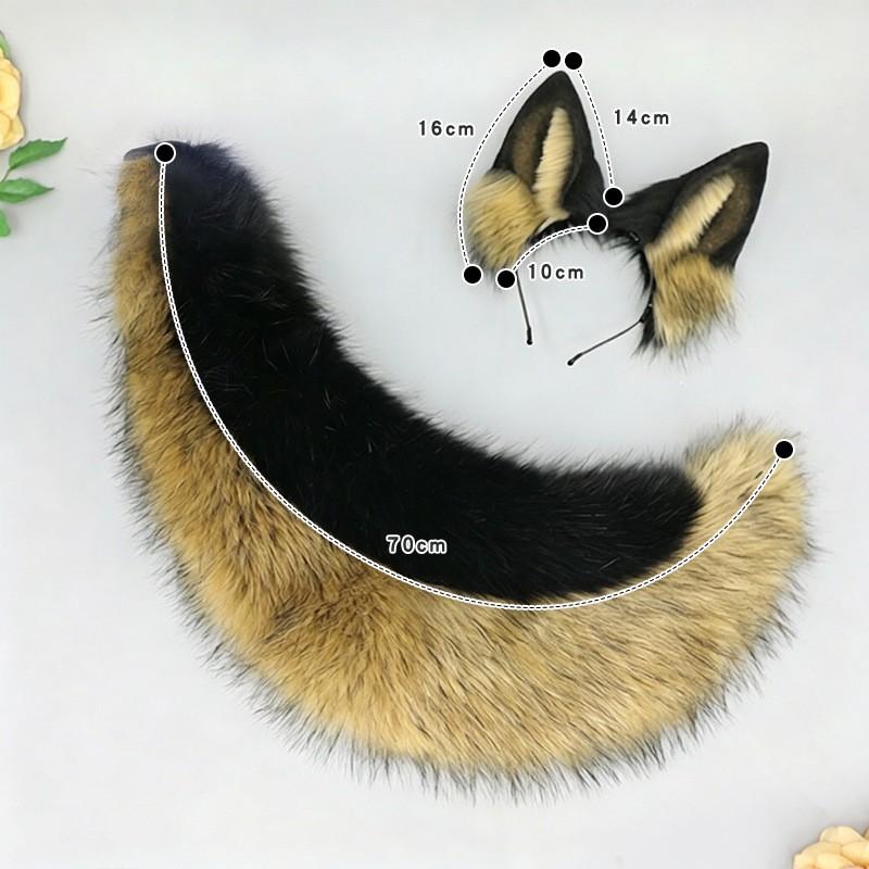Anime Cosplay Wolf Ears Headband Tail Set Adults - Black Wind Style Furry Animal Ear Costume Accessory