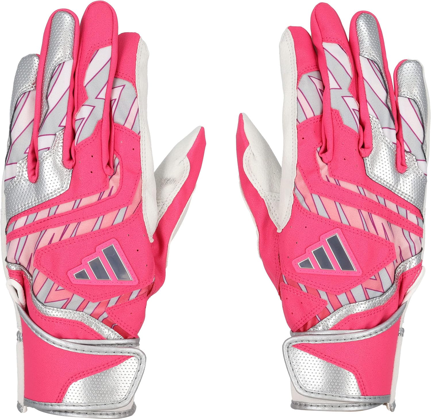 adidas Baseball Batting Pink x Silver Size LBG504 Gloves, 51, Medium, (6113), M,