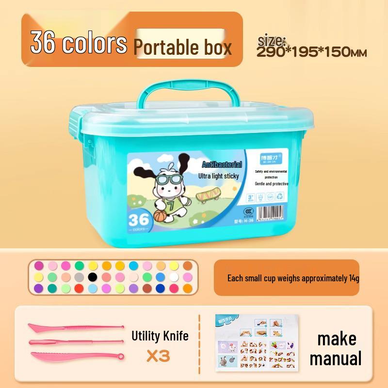 Odorless Food-Grade Clay Modeling Dough for Kids - 24 and 36 Color Sets