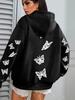 Creative Simple Butterfly Print Women's Hoodie with Pockets - Autumn/Winter Style Sweatshirt Top