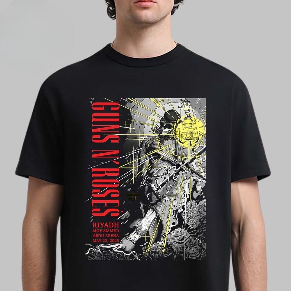 Rare Guns N Roses San Salvador El Salvador 2025 Event Tee At Estadio Jorge El Magico Gozalez on October 4 2025 Two Sided T-Shirt 4XL