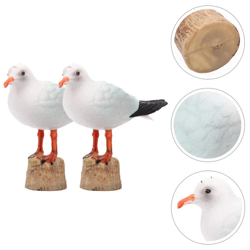 2 Pcs Unique Red-billed Gull Model Miniature Simulation Seagull Sculpture  Table