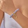 Vintage Blue and White Porcelain Bracelet for Women Ceramic Metal Beads Bowknot Strand Bangle Party Daily Jewelry Accessories