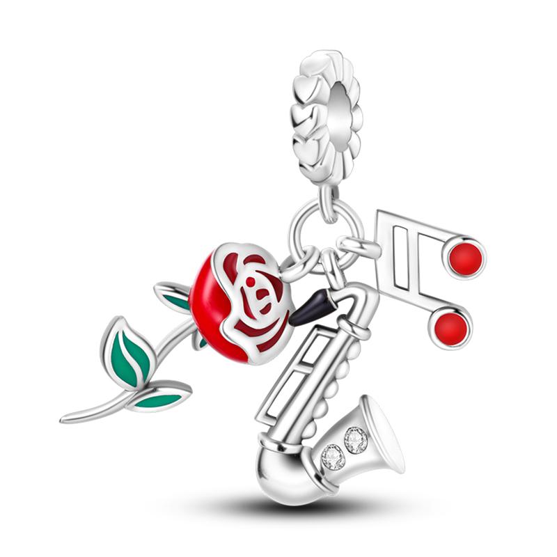 Piano Harp Violin Mike Headset Notescopper Music Series Charms Beads Fit Pan Original Bracelets Diy Fine Jewelry Gifts