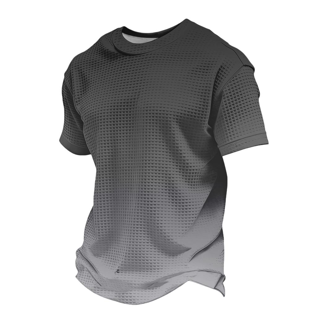Men's Knit Short Sleeve Shirt, Summer Color Casual Tee, Comfortable Fashion Top