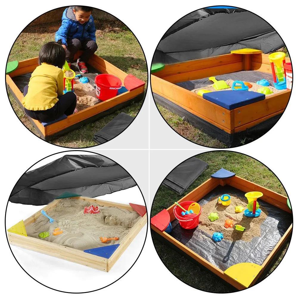 Outdoor Square Sandbox Cover 120x120x20cm Waterproof Durable Protective Shade Canopy UV Resistant Sandpit Lid
