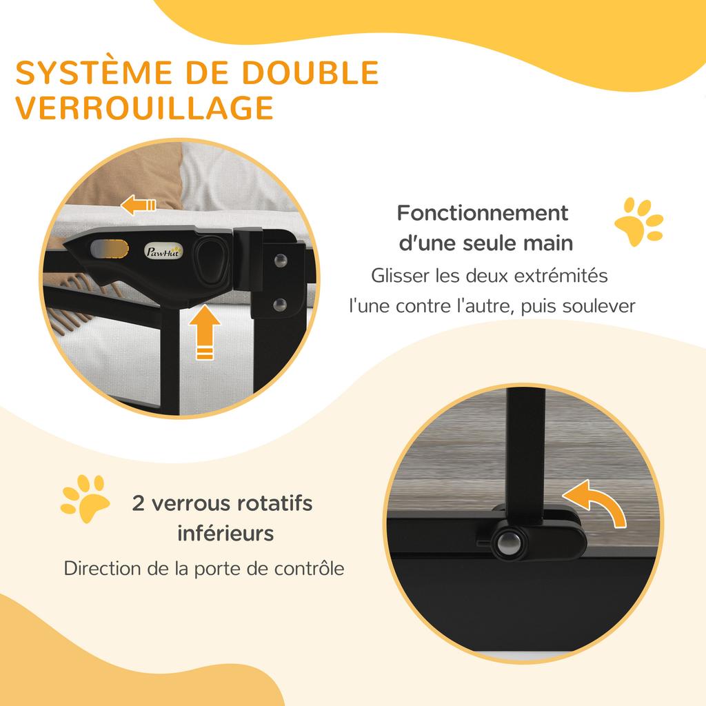 Dog Safety Gate Extendable Stair Gate Double Locking 74-80 X 76 Cm Black