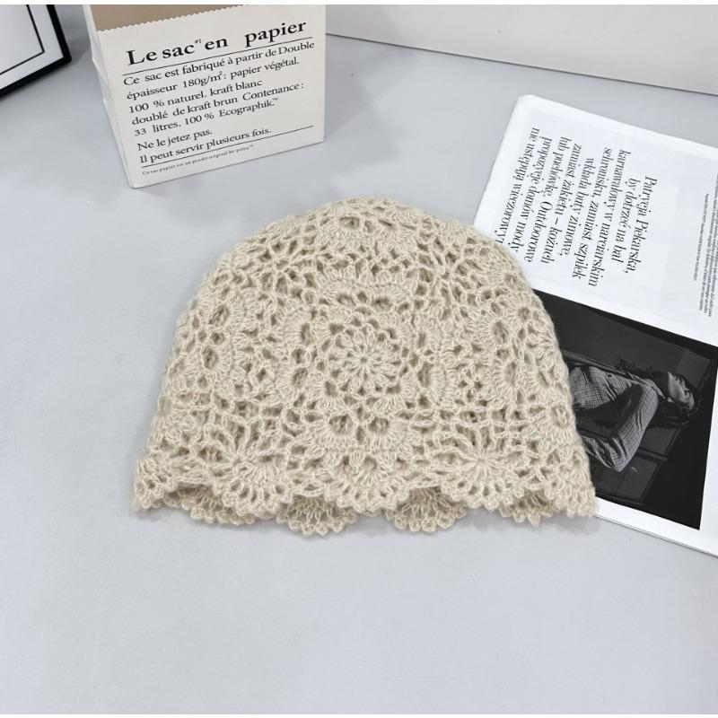 25 Early autumn retro handmade knitted hat hollow hook-up pullover hat versatile bag head hat tide