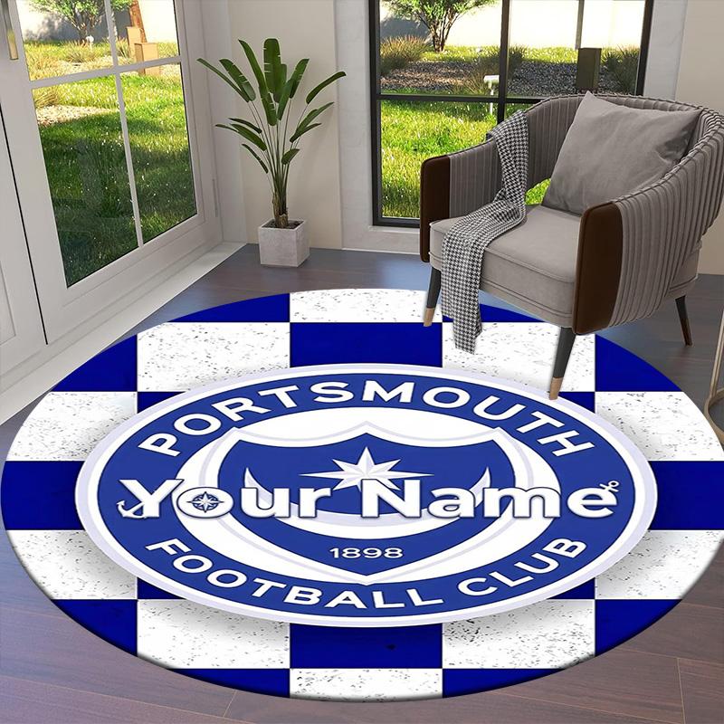 Nautical Crest Shield Custom Name Round Area Rug Carpet Rug For Living Room Bedroom Sofa Playroom Decor Nonslip Floor Mat