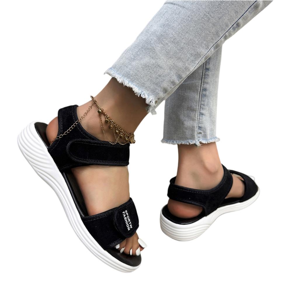 Women's Summer Platform Beach Sandals Adjustable Hook and Loop Sports Sandals Lightweight Non-Slip Sole Comfortable Fit