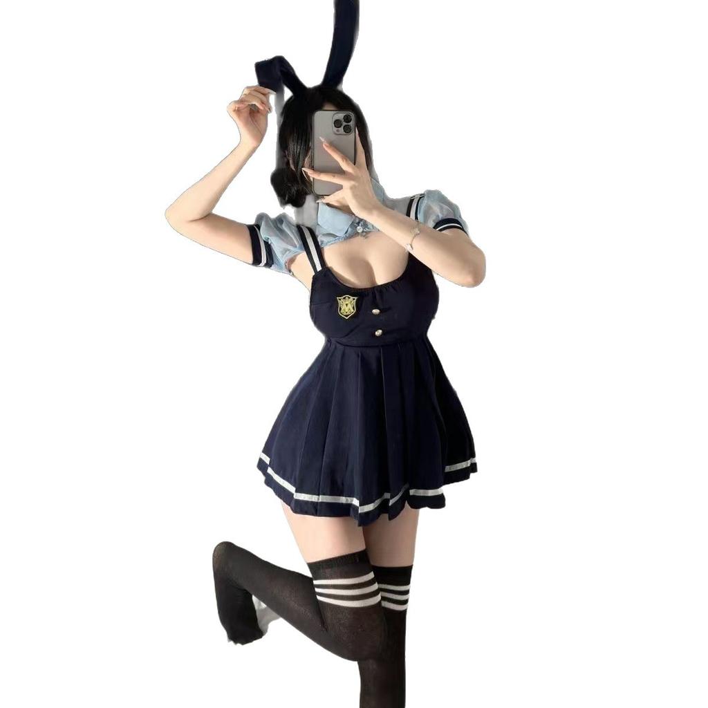 Pure lust lingerie sexy JK pleated strap skirt bunny uniform female police officer suit campus student uniform