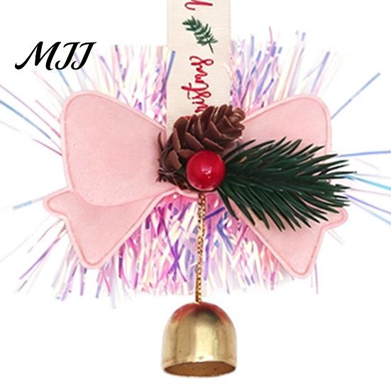 Holiday Party Supplies Christmas Ornament, Sock Shaped/Tinsel Bell Hanging Decoration with Pine Branch Fabric Stocking Pendants Red Berry, Bow Pendant