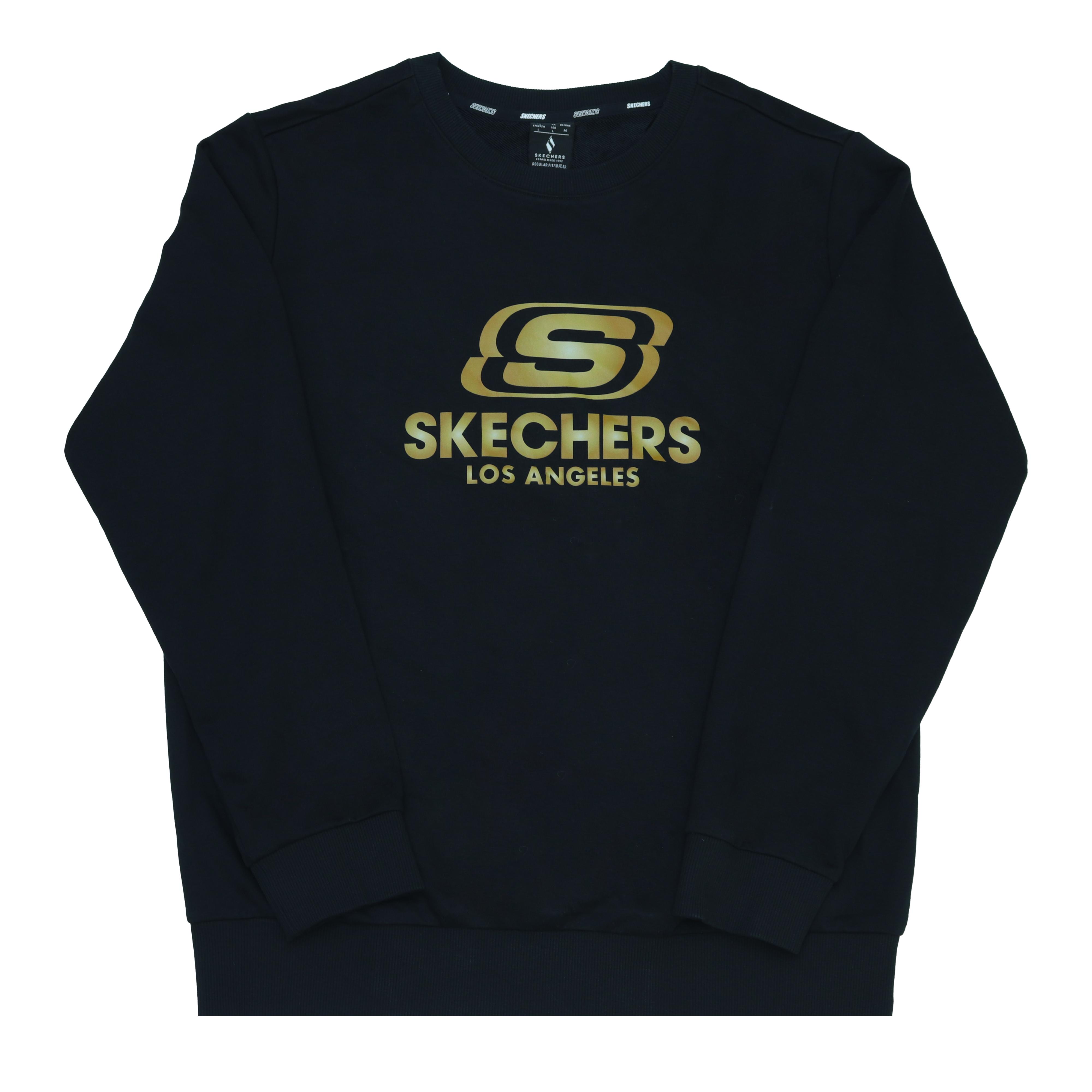 Skechers Round Neck Loose Fit Long Sleeve Letter Graphic Sweatshirt Unisex sweatshirt RF-L424M001-002K L