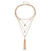 Multi-layer retro diamond-encrusted butterfly fringed pendant necklace fashionable sexy collarbone chain