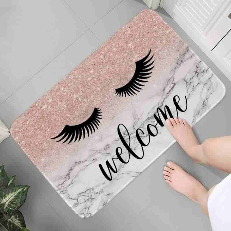 Lightweight Eye Print Crystal Pile Carpet Living Room Bedroom Entrance Foot Mat Kitchen Washable Dirty Resistant Doormat
