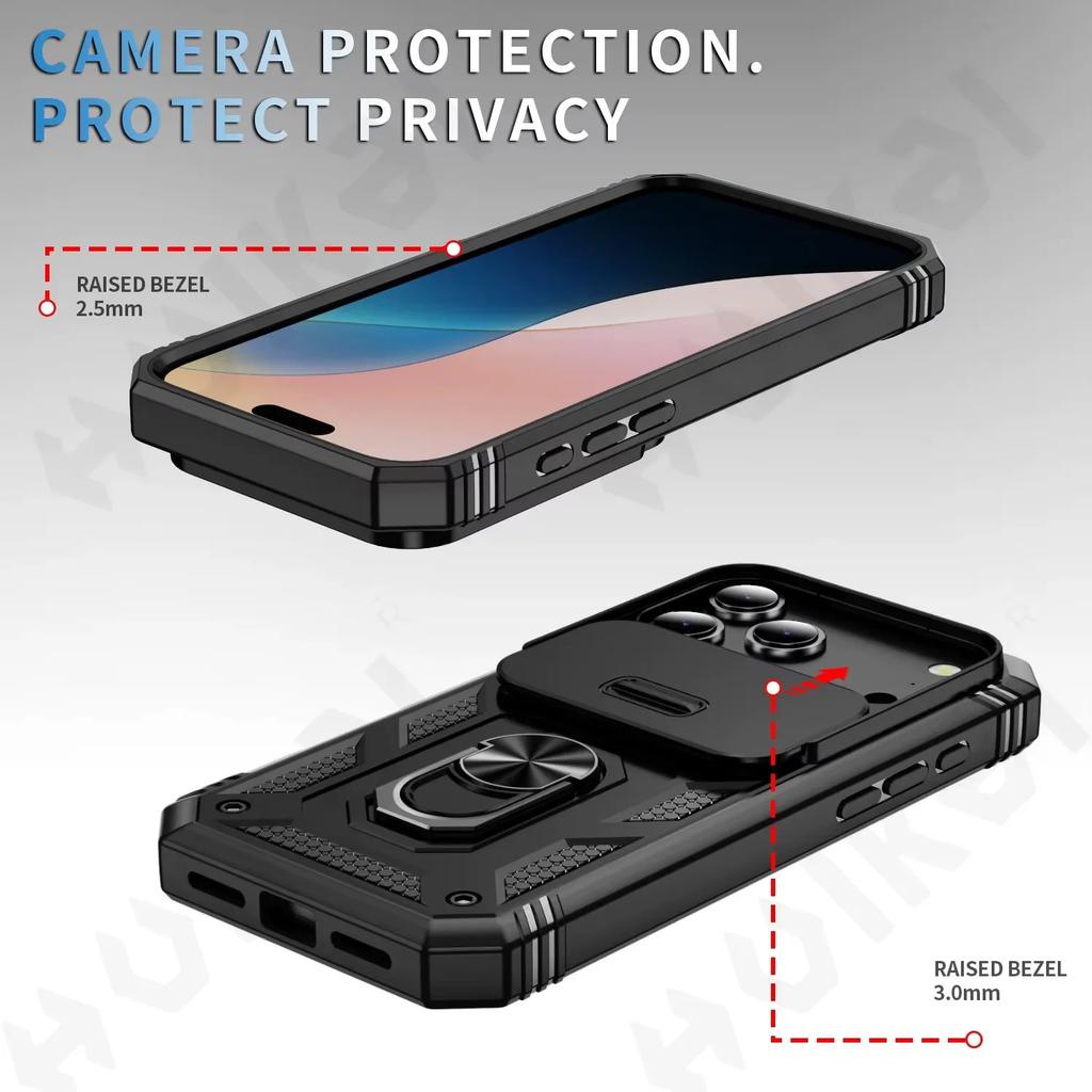 Ring Holder Cameara Protective Phone Case for Apple iPhone 17 Air 16 15 14 13 12 11 Pro Max XS XR Plus with Bumper Cover