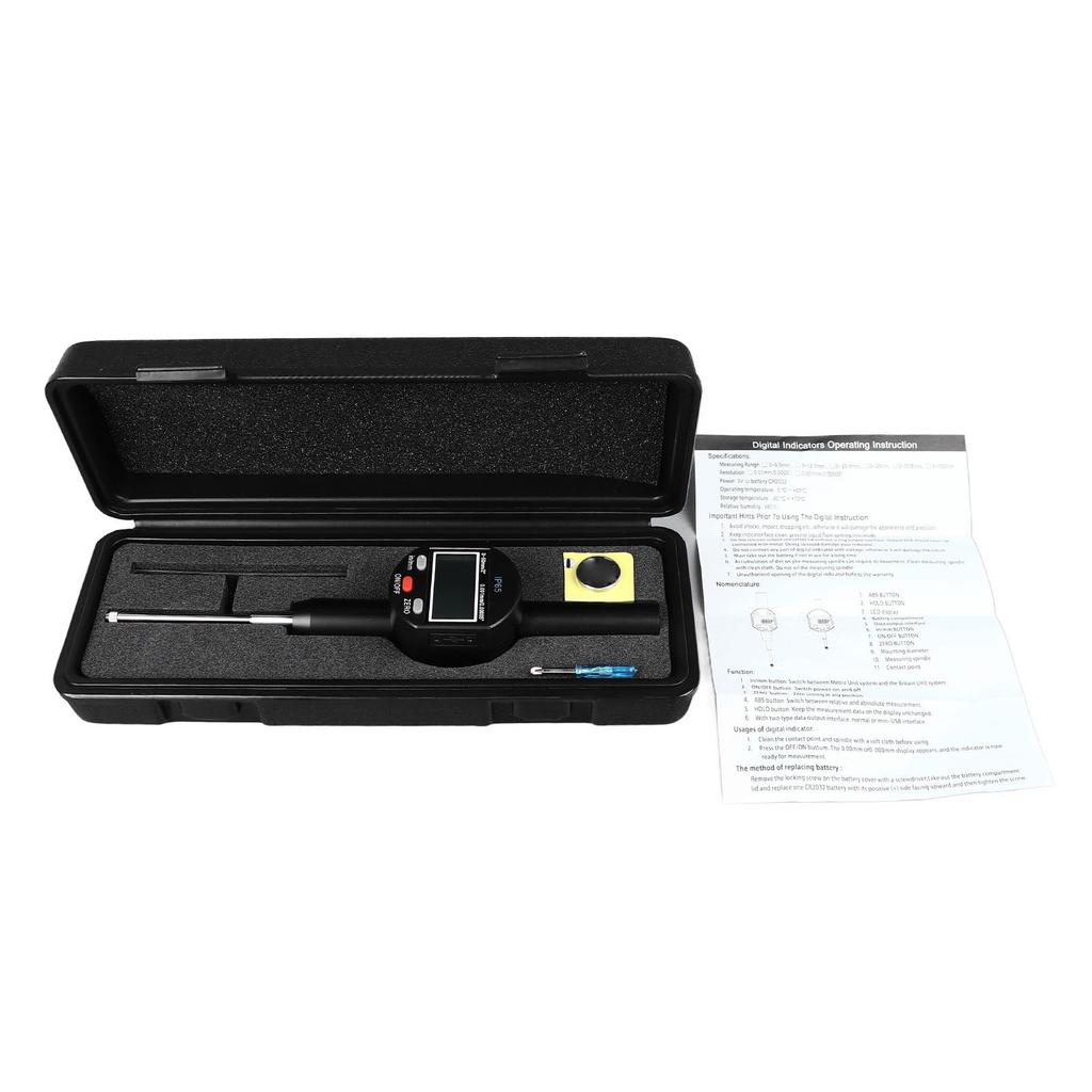 Digitale Messuhr, 0,001 mm, 0,00005 Zoll Auflösung, 0 bis 50 mm Bereich, IP65, wasserdicht, Aluminiumlegierung