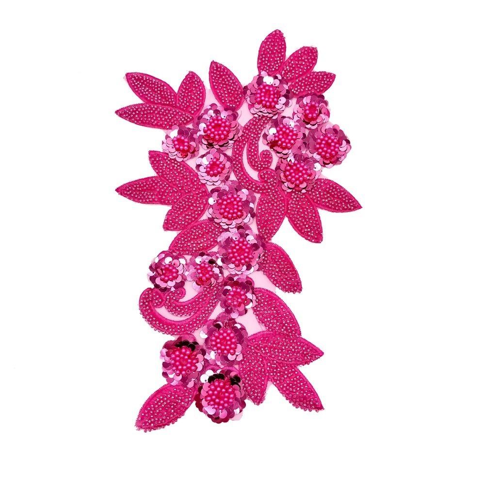 Embroidery Cloth Sticker Sequin Embroidery Patches Decorative Floral Lace Fabrics Applique  Girl