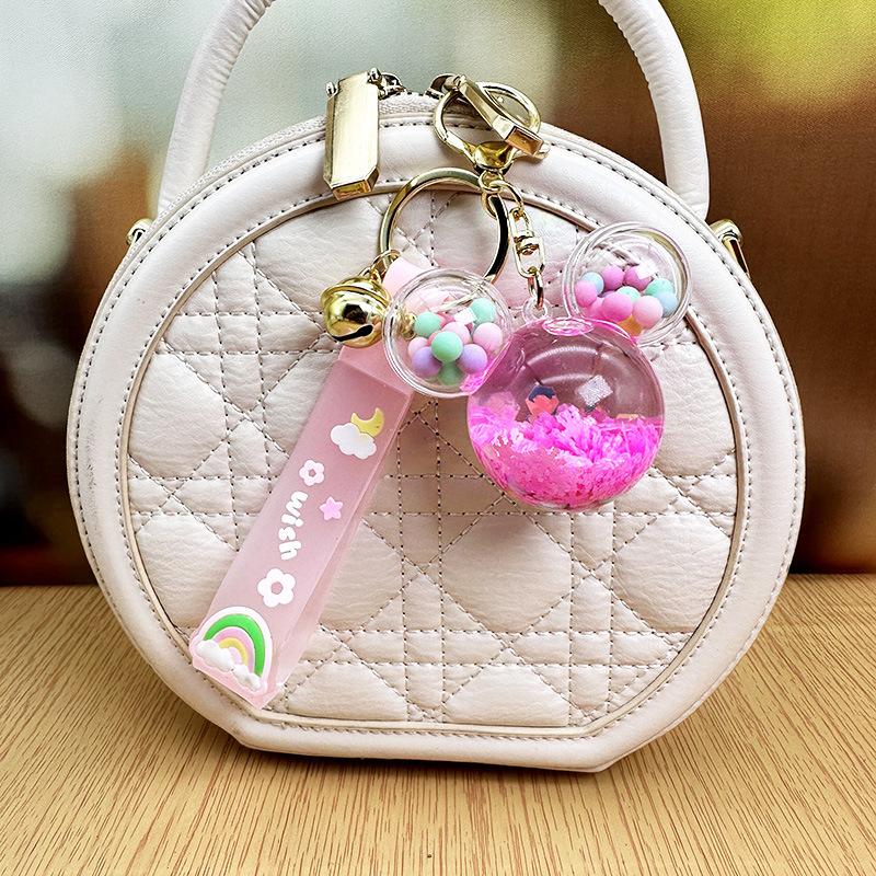 Cartoon Mickey Head Candy Quicksand Keychain Women'S Exquisite Cute School Bag Pendant Couple Bag Keychain