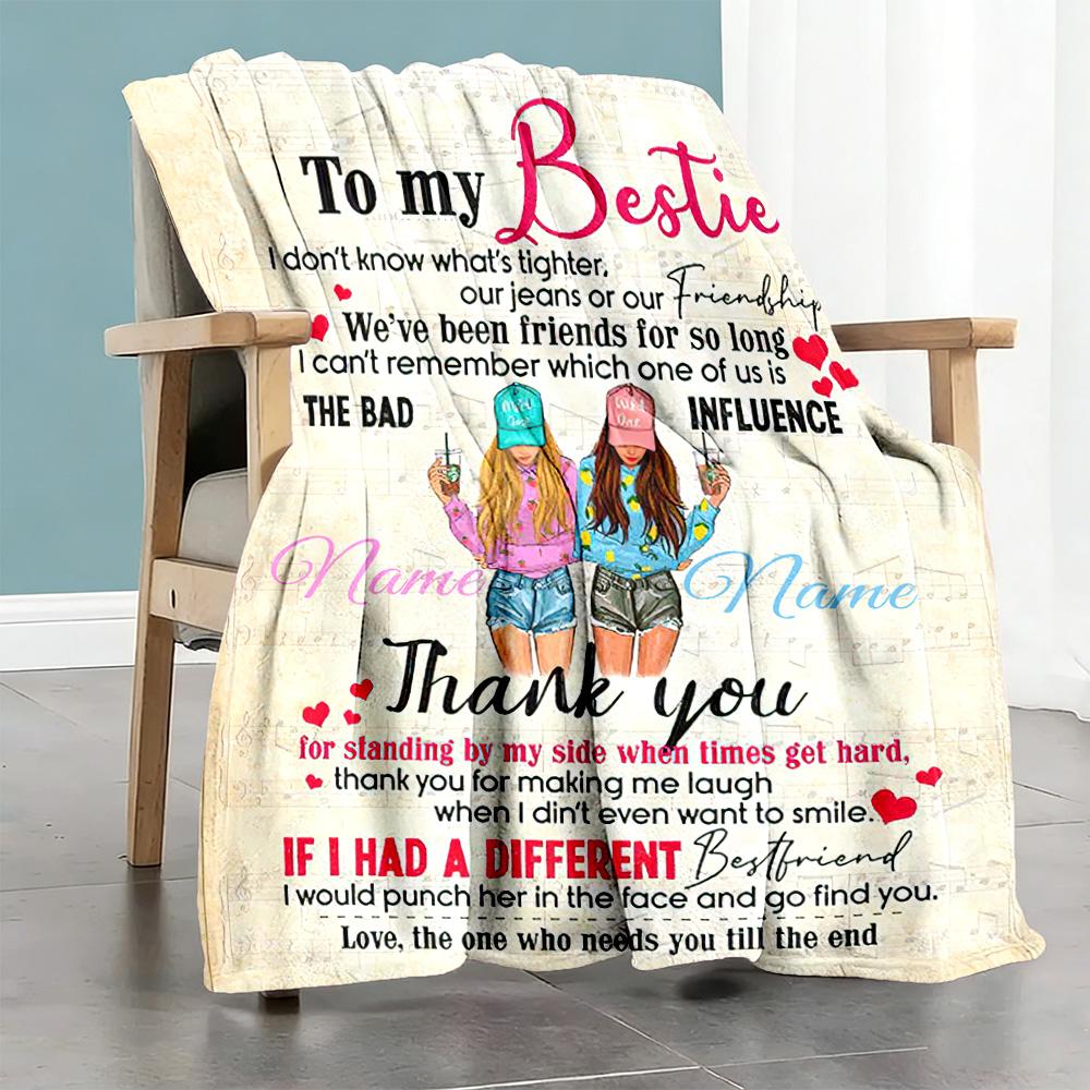 Good Friends Personalized Name Blanket Throw Personalized Blanket Ultra-Soft for Bedding Bed Nap Livingroom Four Seasons Universal