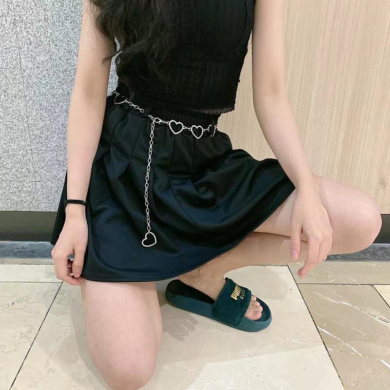 Peach Heart Love Metal Waist Chain Variety Belt Women's Decoration Ins Simple Dress with JK Plaid Skirt Pants Chain