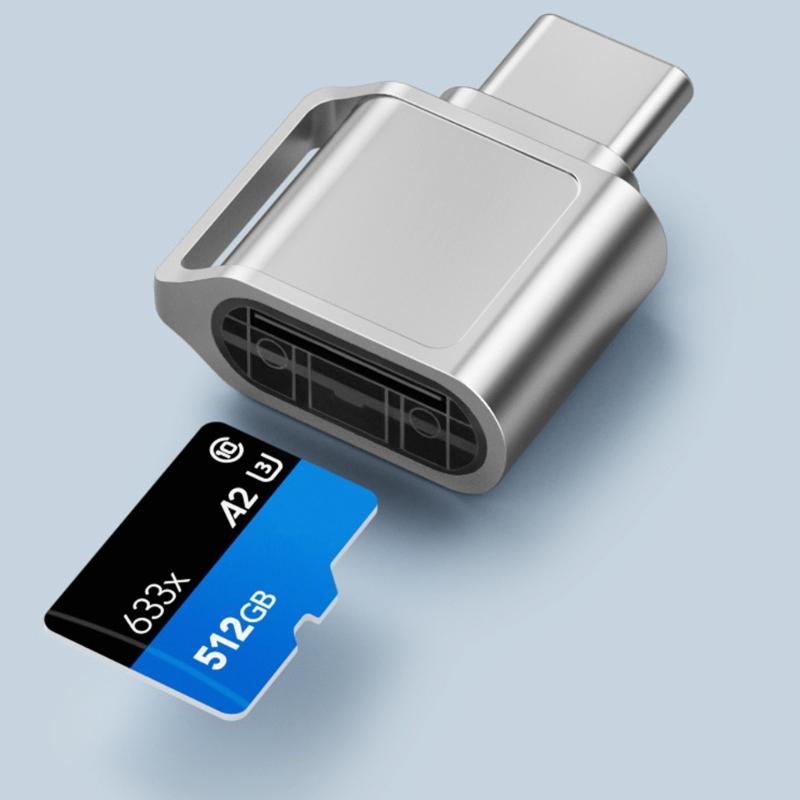 Aluminum USB Type C Memory Card Adapter Small Designs Travel Friendly Tiny Adapter Suitable for Mobile Devices