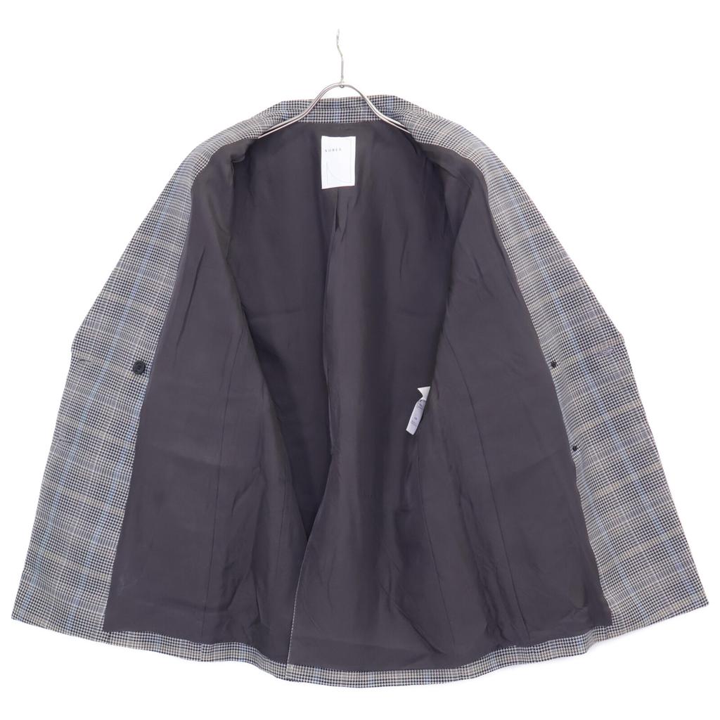 NOBLE [Good Condition] 22-010-240-6040-1-0 Glen Check Peak Lapel Long Jacket 38 grayUsed