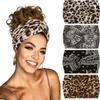 Yoga Leopard Print Stirnbänder für Damenhaar Breit Dick Dehnbar Boho Turban Geknotet Leopard Stirnbänder Damen Haaraccessoire