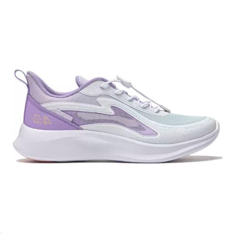 Li Ning Kids Comfortable Versatile Non-Slip Shock Absorption Support Low-Top Casual Shoes Kids Casual Shoes White Purple YKCU056-2