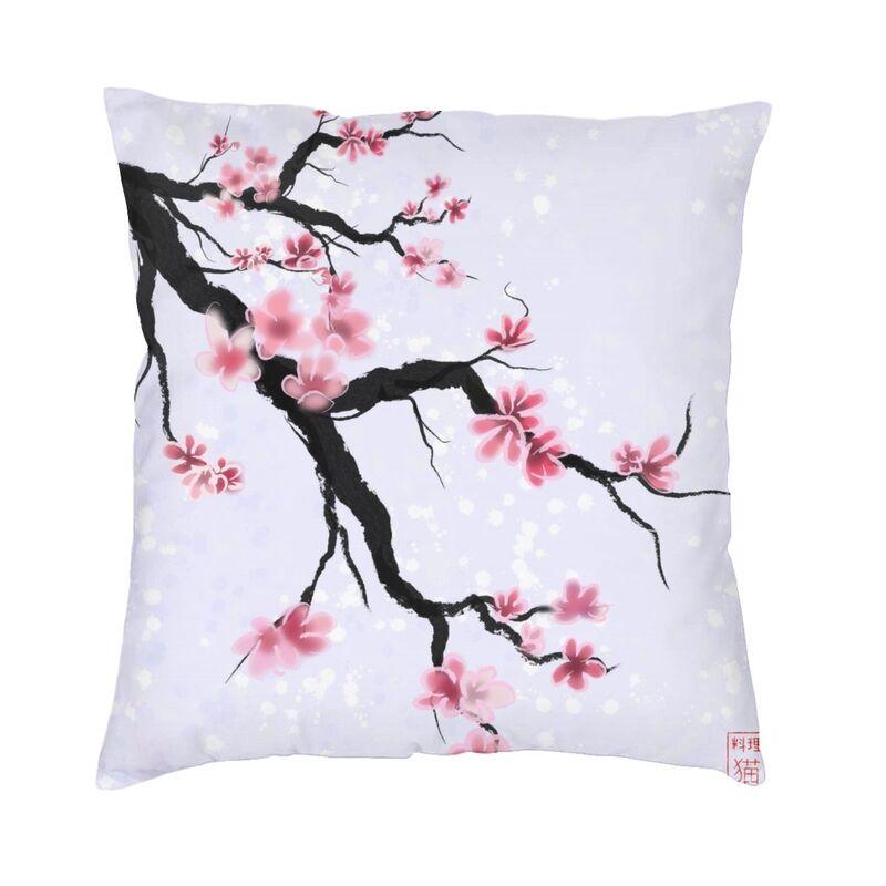 Watercolor Sakura Cherry Blossoms Pillow Case 40X40Cm Home Decoration Japanese Floral Modern Cushion Cover Car Pillowcase