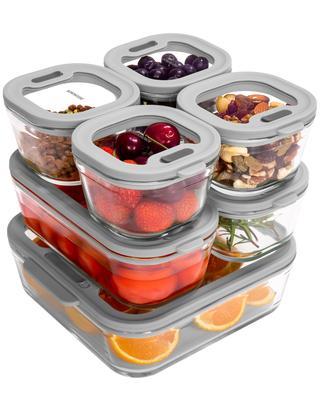 BOROHOUSE Glass Storage Container Set of Containers Suitable for and Freezer Features a Silicone Lid and Air Valve To Prevent Dishwasher Ideal for
