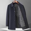 FAPAI Men's Winter Mid-Length Wool Overcoat with Detachable Fur Lining