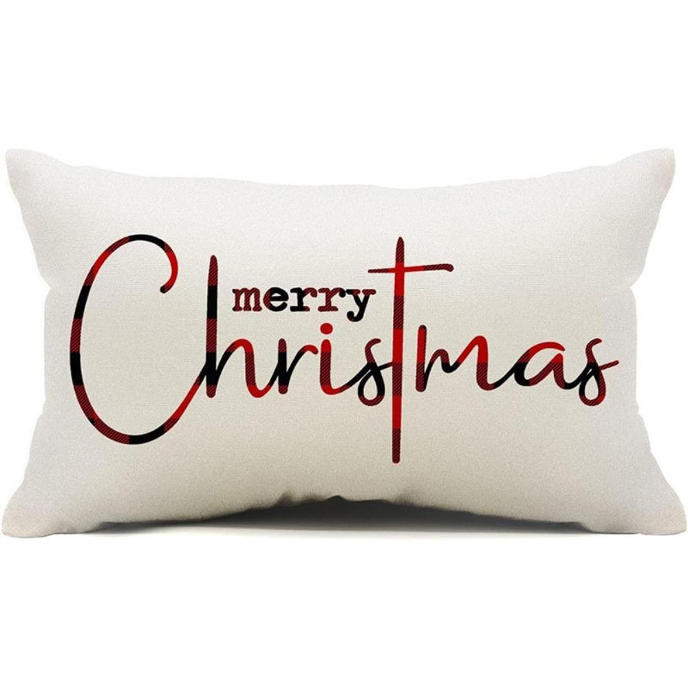 Rectangle Christmas Pillow Cover Linen Cloth Decorative Pillow Cover  Christmas Decor