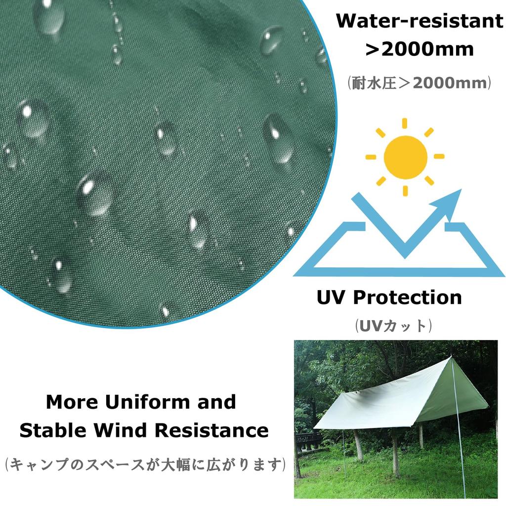 YAPJEB Waterproof Camping UV 2000mm Water Pressure Sun Heat Light UV Compact Sun Sports Outdoor Includes Storage Bag x Tarp, Tarp, Tent, Awning,