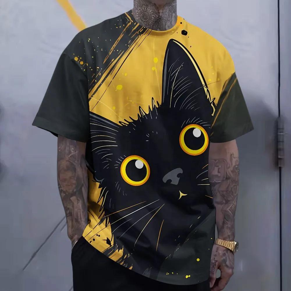 Short Sleeve Cartoon Print T-Shirt Casual Weekend Wear Crew Neck Men and Teens Vacation Resorts Spring/Summer/Fall