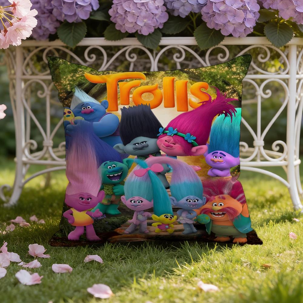 Anime T-TrollsS Cartoon Cushion Cover Home & Car Dual-Scene Pillow Cover: Reversible for Premium Comfort