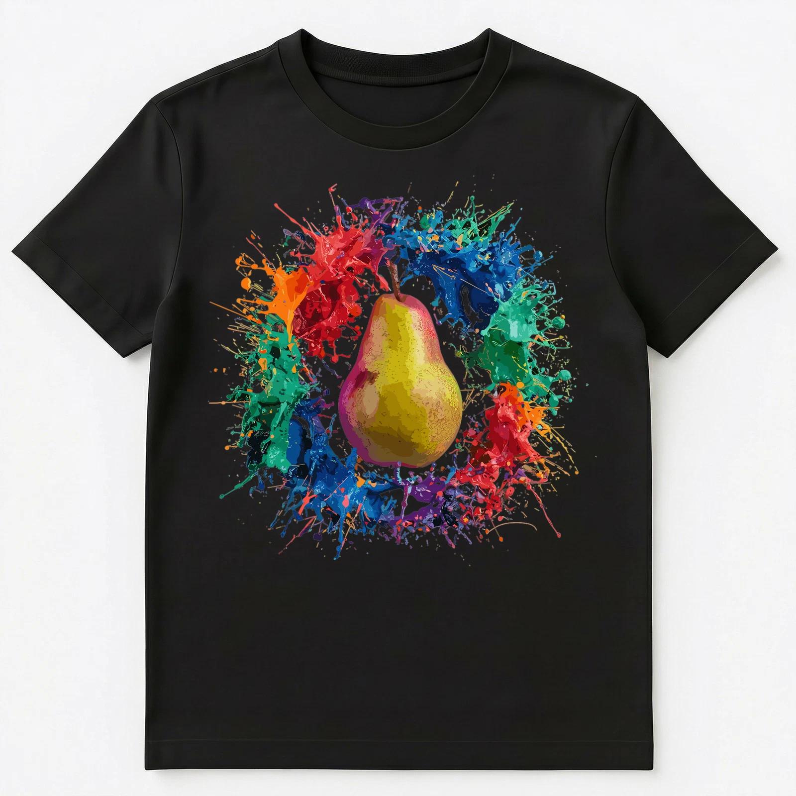 

Colorful Paint Splash Pear Art Graphic Unisex T-Shirt S