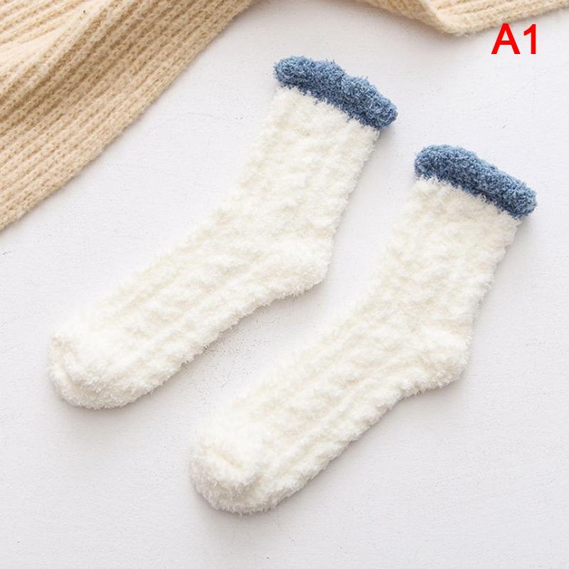 1pair Winter women mid-tube socks pure cotton long tube thickened warmth socksCN