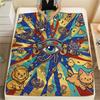 1Pc Eye of Horus Print Flannel Blanket, High quality Comfortable for All Seasons, Home Decor, Warmth and Comfort, Perfect for Christmas Gifts W31
