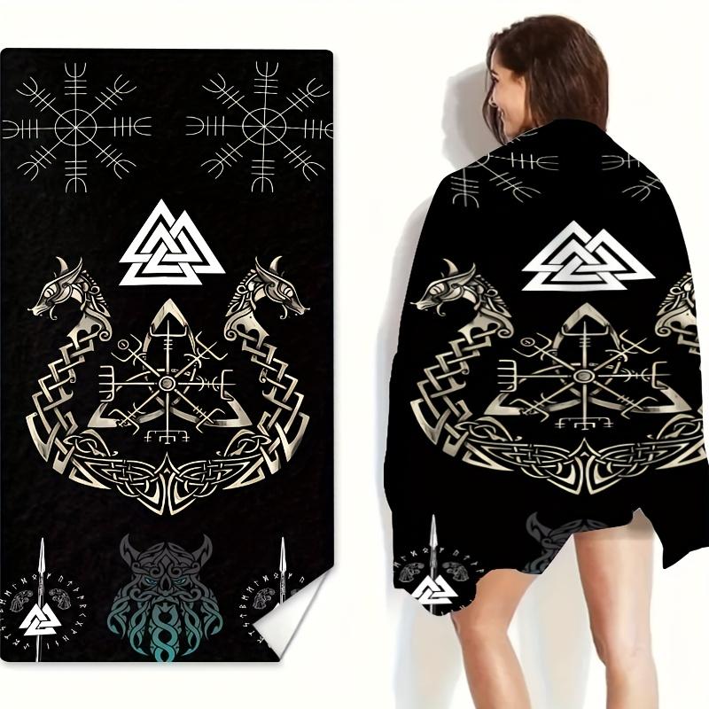 Textilien 1Pc Viking Pattern Beach Towel, Multifunctional Towel For Beach Pool Bathroom Camping Travel Yoga Fitness