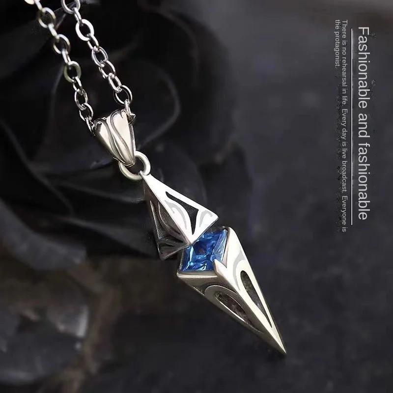Trendy Men's Starburst 3D Hip-Hop Rhombus Necklace - Niche, Cool, and Handsome Design.