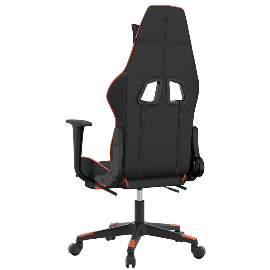 Gaming Chair with Footrest Black and Orange PU Leather