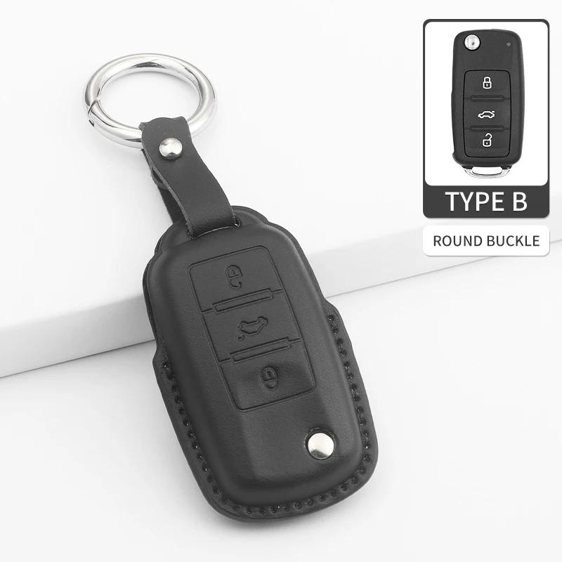 Car Key Cover For VW Volkswagen Beetle Caddy Eos Golf Jetta Polo Scirocco Tiguan Touran UP Keyless Fob Leather Car Key Bag Case