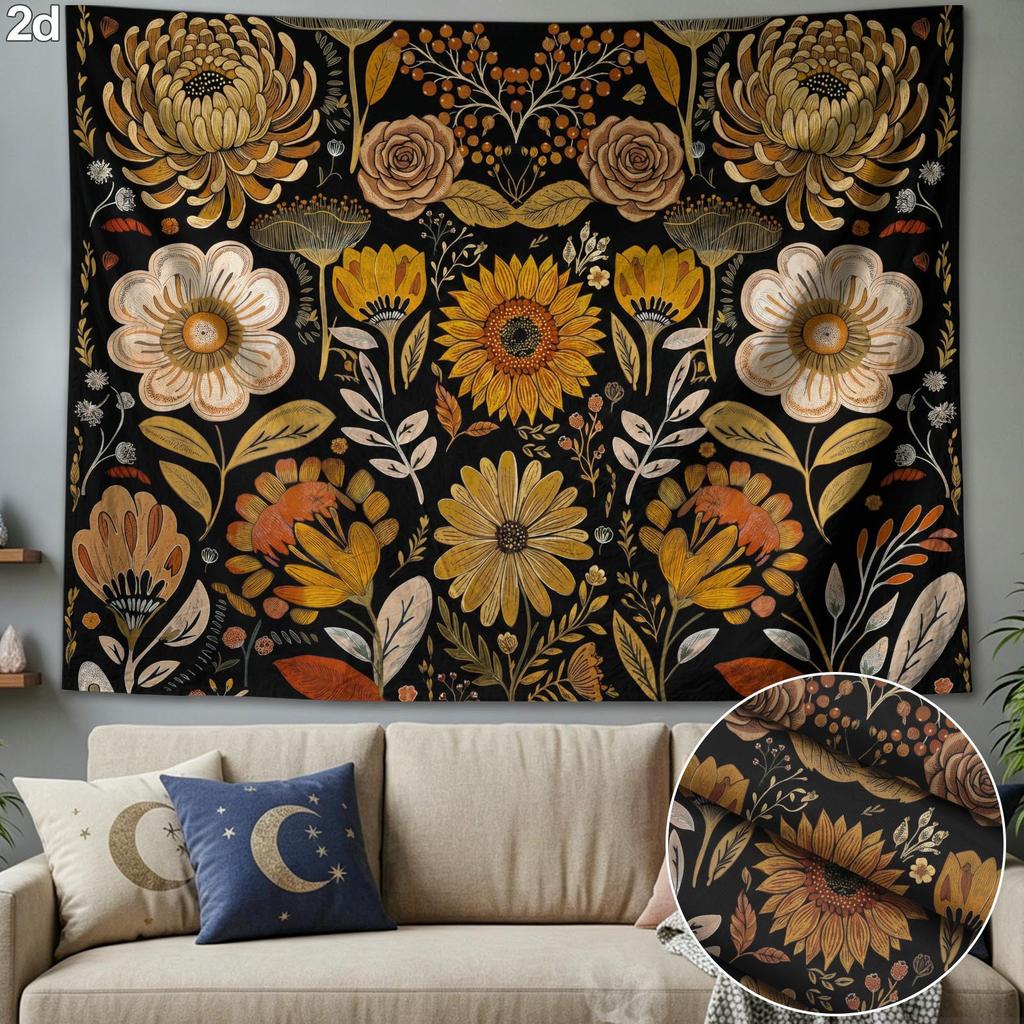 Vintage Floral Pattern Tapestry Wall Hanging Aesthetic Bedroom Wall Decor - Polyester Home Decoration, Suitable for Living Room, Dorm, and Office
