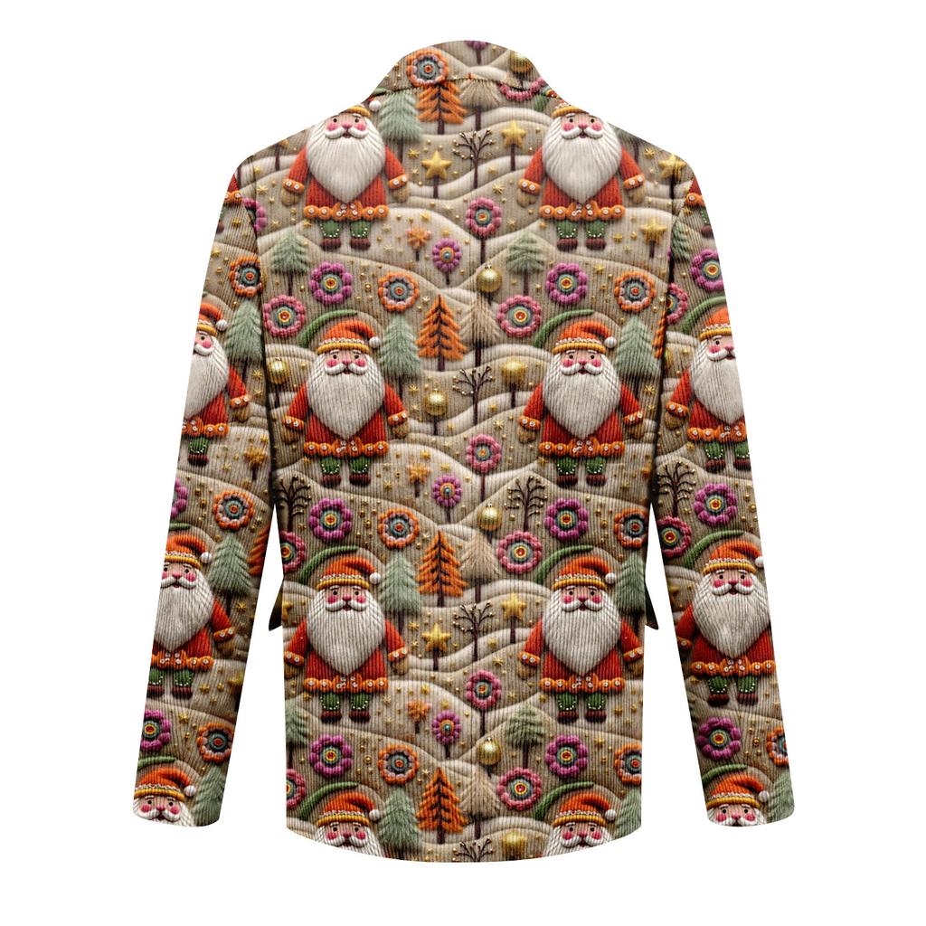 Herren Hässlicher Weihnachten Kord Warmtaschen Anzugjacke Strickjacke Herren Freizeitanzug