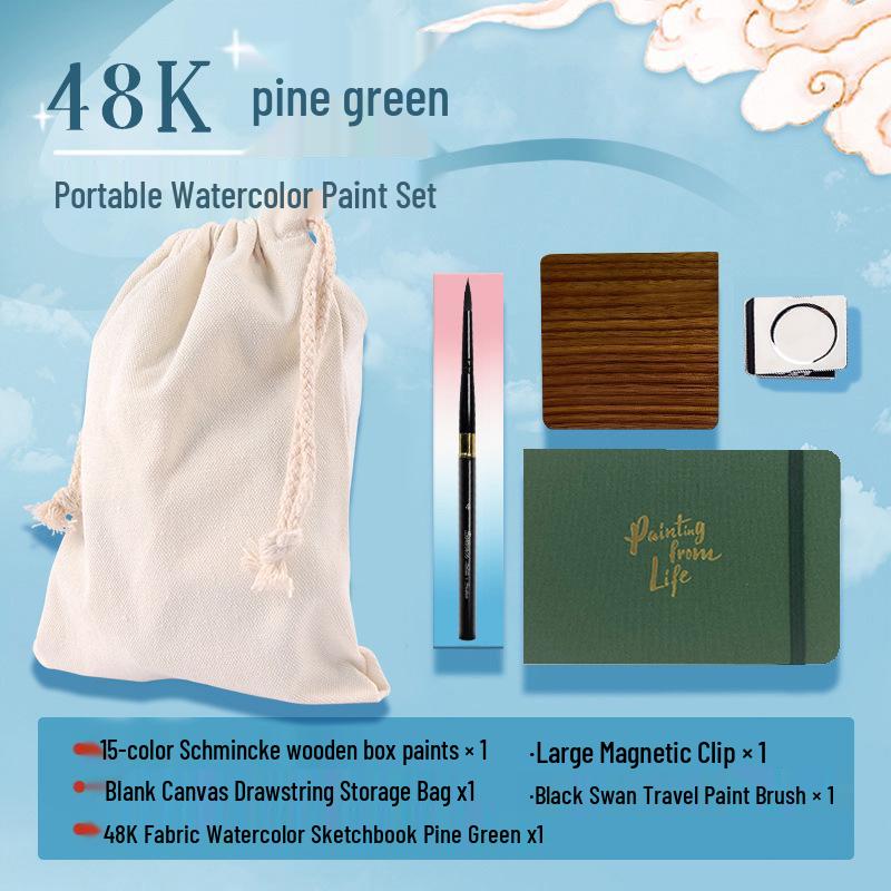 Feile Bird Chinese Style Wooden Box 15-Color Watercolor Set with Sanxingdui Dunhuang Solid Palette