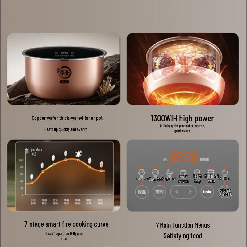 SUPOR ZMD 4L IH Rice Cooker with Copper Crystal Pot CN Plug (adapter Included)